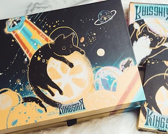 Space Cat Collector's Box Set V2 by King Star | Gilded Playing Cards | Gift Box