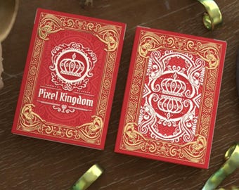 Pixel Königreich Red Edition Spielkarten | Mittelalterliche Kunst | Retro Spiele Fan Geschenk