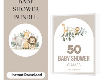 Safari Animal Baby Shower Bundle | Jungle Theme Party Decor | Editable Templates & Printables for Baby Boy or Girl