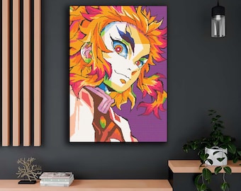 Demons anime cross stitch pattern slayer flame hashira instant download PDF