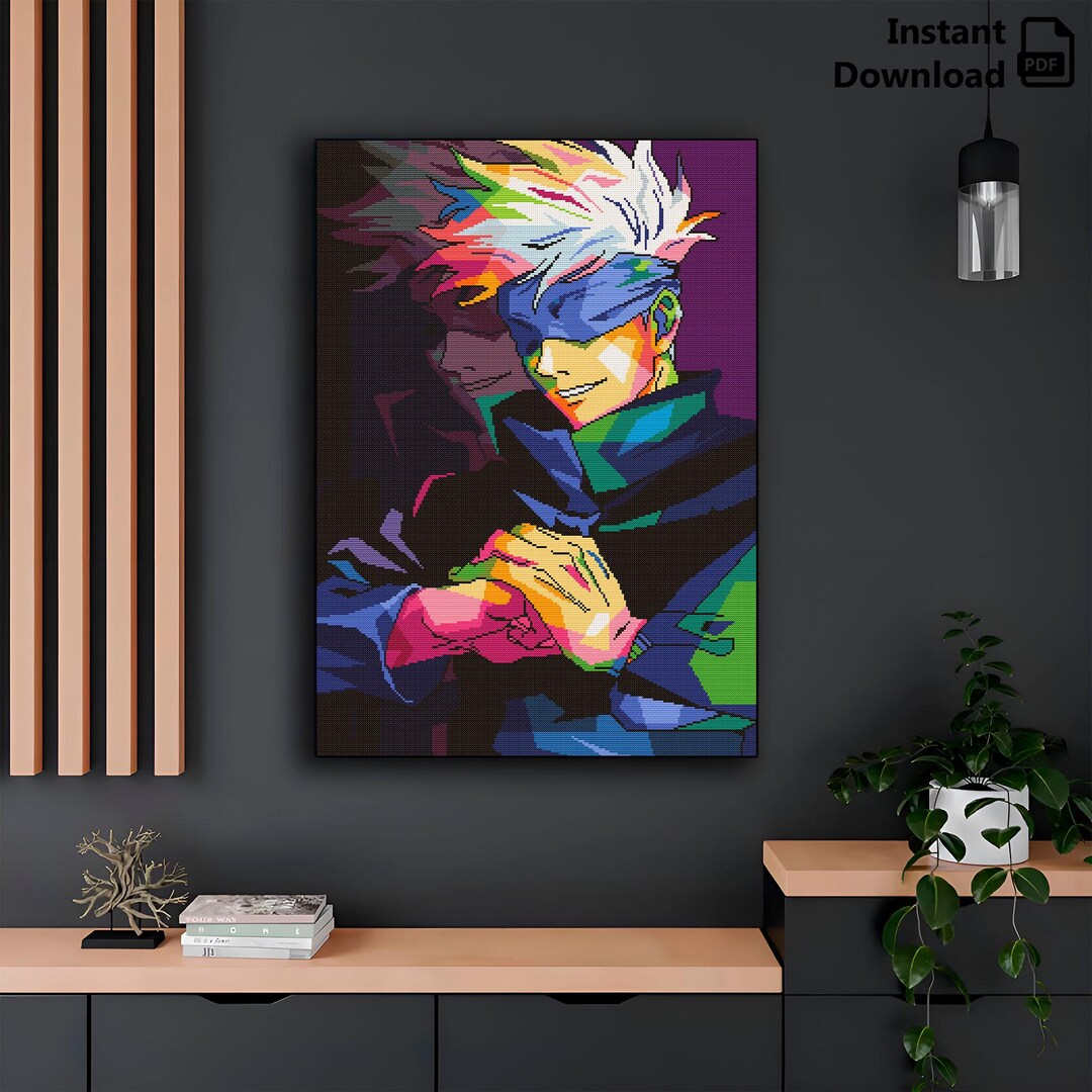 Anime Cross Stitch Pattern Jujutsu the Strongest Instant Download PDF ...