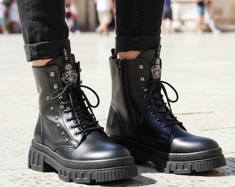 boot brands cool leather boots Handmade Genuine Leather Women's Boots Black Ankle Boots With Zipper  Comfortable Winter Walking Shoes Israel