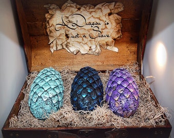 LIFE SIZE Choose your Colors, Game Of Thrones Inspired, fantasy, Dragon Eggs With Chest, Khalessi, Mother of Dragons, gift, GOT, Home Decor