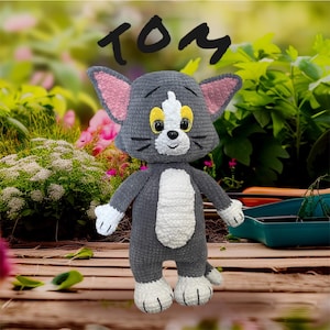 Handmade: soft toy - cat Tom made of plush yarn
