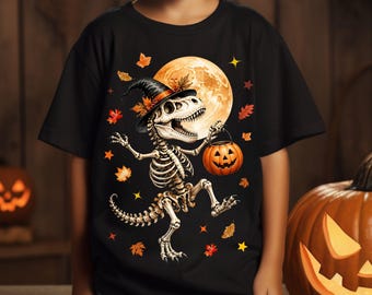 Dinosaur Skeleton PNG, Kids Halloween Sublimation Design, Spooky Dino Clipart (Digital Download)
