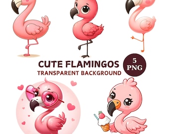 Flamingo PNG-clipartbundel, kinderkamerkunst (digitale download)