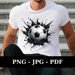 Soccer Ball Splash, Digital Design PNG JPG PDF, Soccer Ball Clipart, 3D Soccer Ball Sublimation, Soccer Ball T-Shirt Design, Football Lover