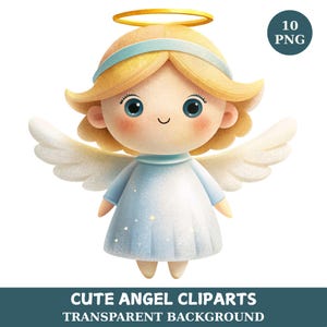 10 Cute Angel Clipart Bundle, Adorable Angel baby shower Heavenly Art Angel İllustration Sacred Celebrations Art Little Angel girl Christian