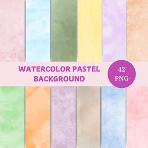 Watercolor Pastel Backgrounds: 42 PNG Textures (Digital Download)