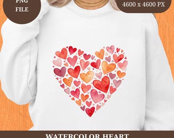 Watercolor Heart Clipart: Valentine's Day PNG (Digital Download)