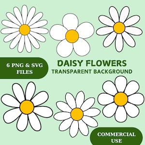 Daisy Flower SVG PNG Bundle: Floral Clipart, Cricut Cut Files (Digital Download)