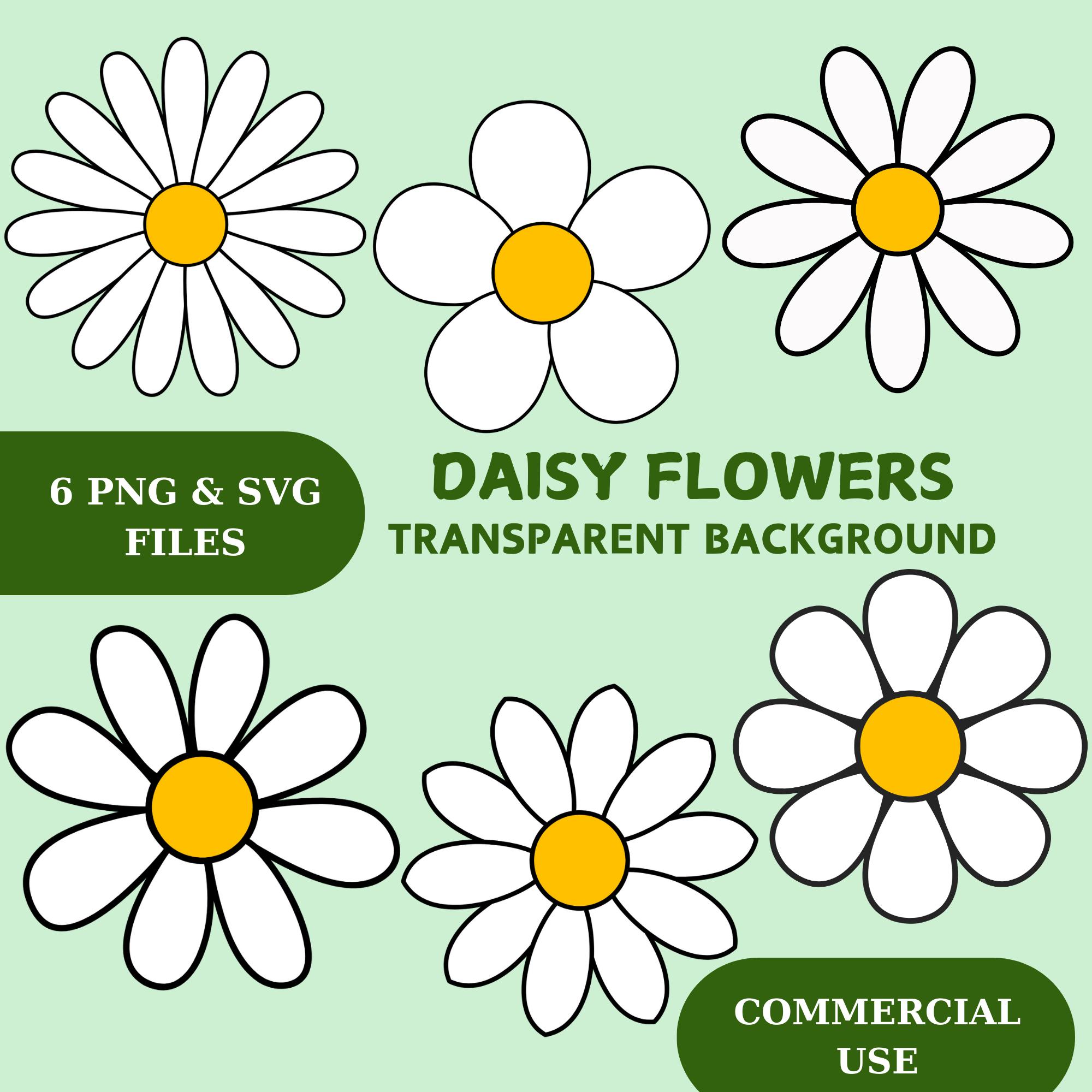 Daisy Flower SVG PNG Bundle: Floral Clipart, Cricut Cut Files (Digital Download)