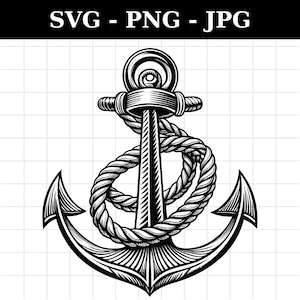 Vintage Nautical Anchor Clipart, Rustic Maritime Digital Download, Anchor Tattoo Design, Anchor svg, Anchor png, Cricut, Silhouette Cut File