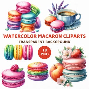 Watercolor Macaron Clipart Bundle: French Dessert PNG (Instant Download)