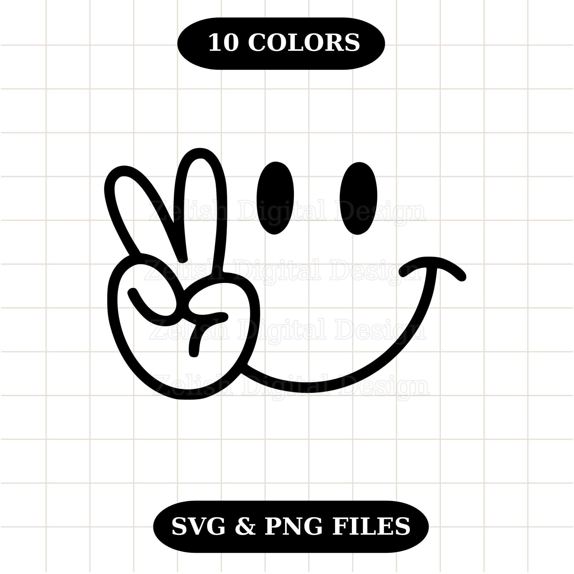 Smiley Face With Peace Sign - Etsy