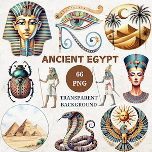 Aquarel oude Egypte clipart, 66 transparante png, oog van Horus, piramides, sfinx illustratie, oude Egypte png, Egyptische collectie