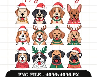 Christmas Puppy PNG: 'Happy Howlidays' Dog Sublimation Design (Digital Download 4096x4096 px)