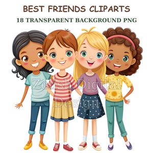 Best Friend Clipart Bundle, Besties Clipart, Sisters Clipart, Instant Download, Paper Craft, Friendship Clipart, Best Friend png