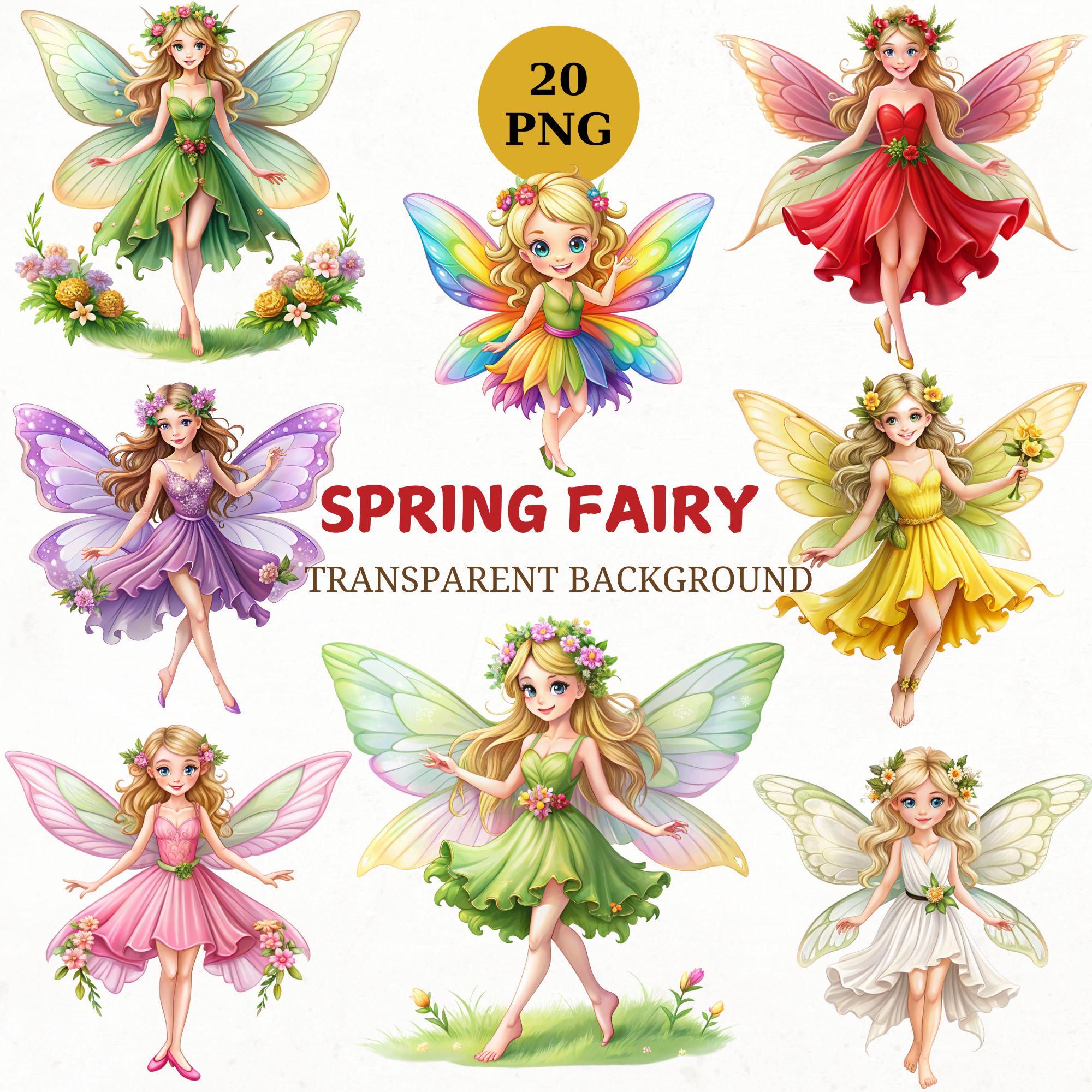 Spring Fairy Reuben Whimsical Spring Fairy Clipart Bundle: 20 PNG Illustrations (digital ...