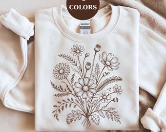 Wildflower SVG Bundle, Floral Line Art PNG, Boho Botanical Shirt Design (Digital Download)