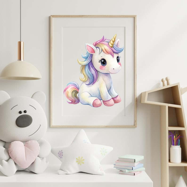 unicorn graphics, magical animal, rainbow unicorn png, baby unicorn png, cute unicorn png, nursery decoration, pastel unicorn, unicorn clipart, watercolor unicorn, baby girl birthday, animal clipart, baby shower, watercolor clipart