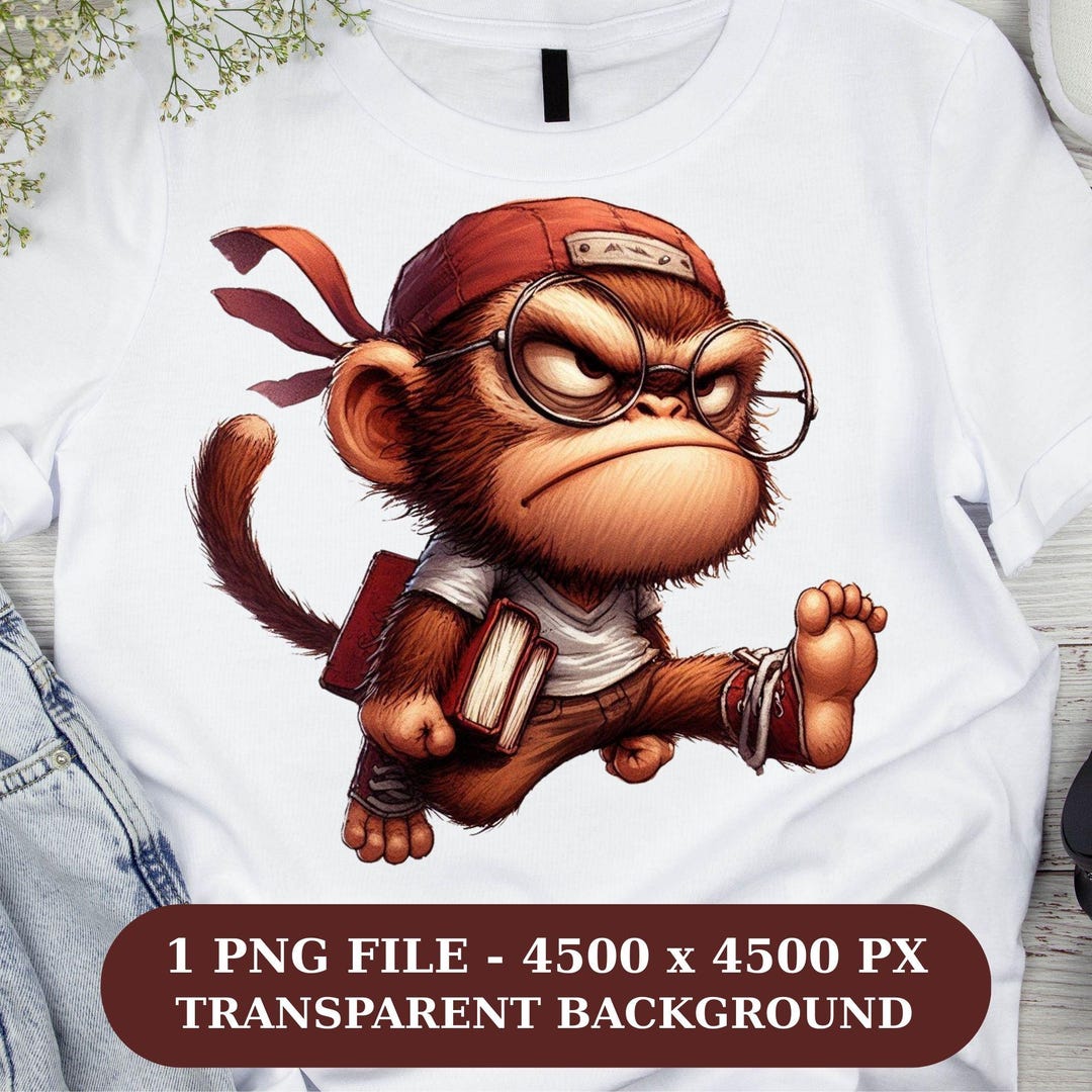 Grumpy Monkey Watercolor PNG: Funny T-shirt Design (digital Download ...