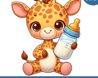 Clipartbundel babygiraf, decorafdrukken kinderkamer, digitale download