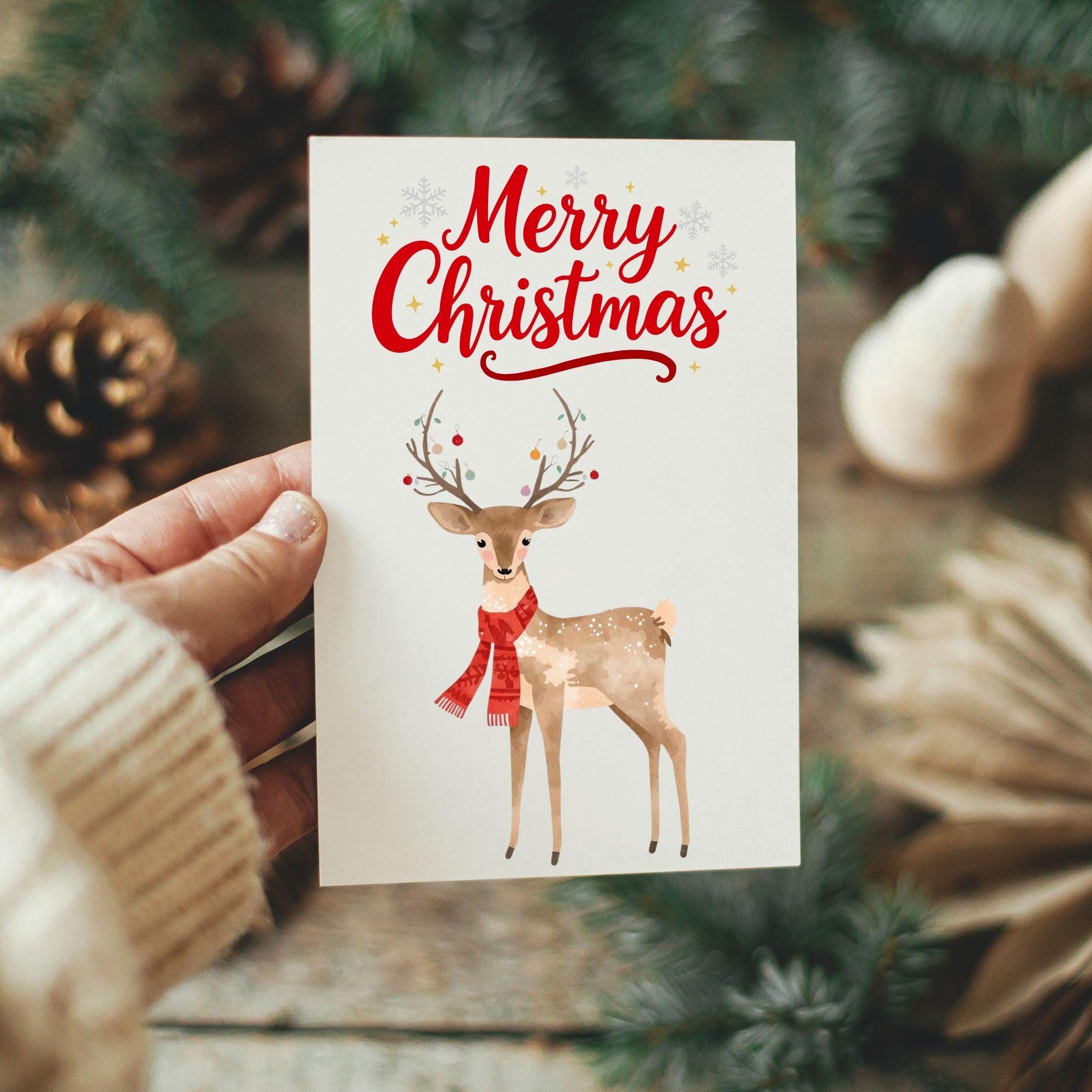 Watercolor Reindeer Clipart Bundle: 20 Funny Christmas PNG Graphics ...