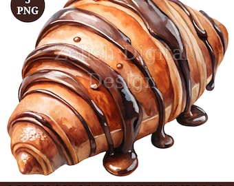 Watercolor Croissant Clipart: French Pastry Illustrations (5 PNG Digital Download)
