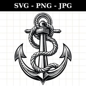 Vintage Nautical Anchor Clipart, Rustic Maritime Digital Download, Anchor Tattoo Design, Anchor svg, Anchor png, Cricut, Silhouette Cut File
