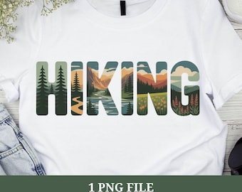 Hiking PNG: Nature Landscape Letters, Outdoor Adventure Clipart (Digital Download)