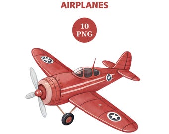 Watercolor Airplane Clipart: Aviation Nursery Decor (Digital Download)