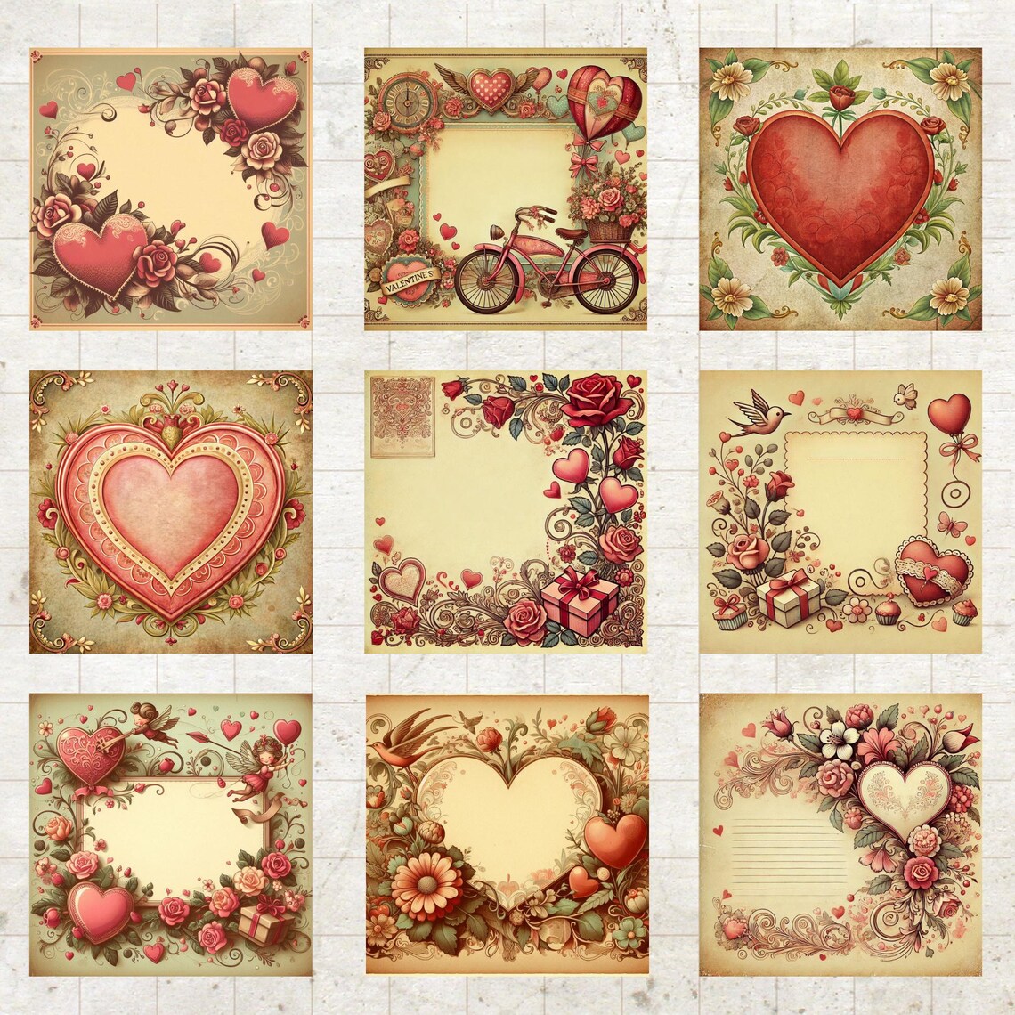 23 Vintage Valentine's Day Card Clipart, Printable Valentines Day Png, Midcentury Paper Craft ...