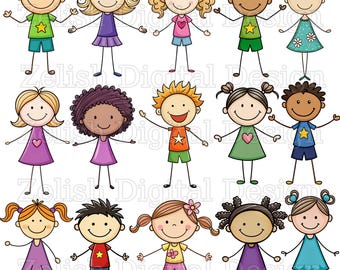 Stick Figures Clipart Bundle: Playful PNG Designs (Digital Download)