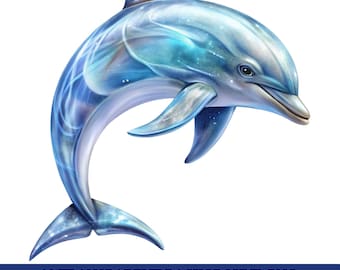 Paquete de imágenes prediseñadas de delfines de piedra lunar: Diseños fantásticos de animales marinos (descarga digital)
