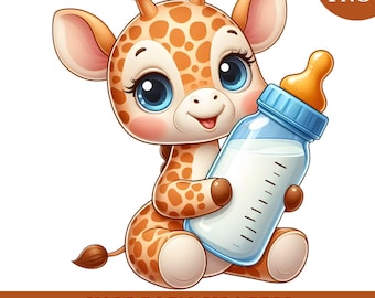Clipartbundel babygiraf, decorafdrukken kinderkamer, digitale download