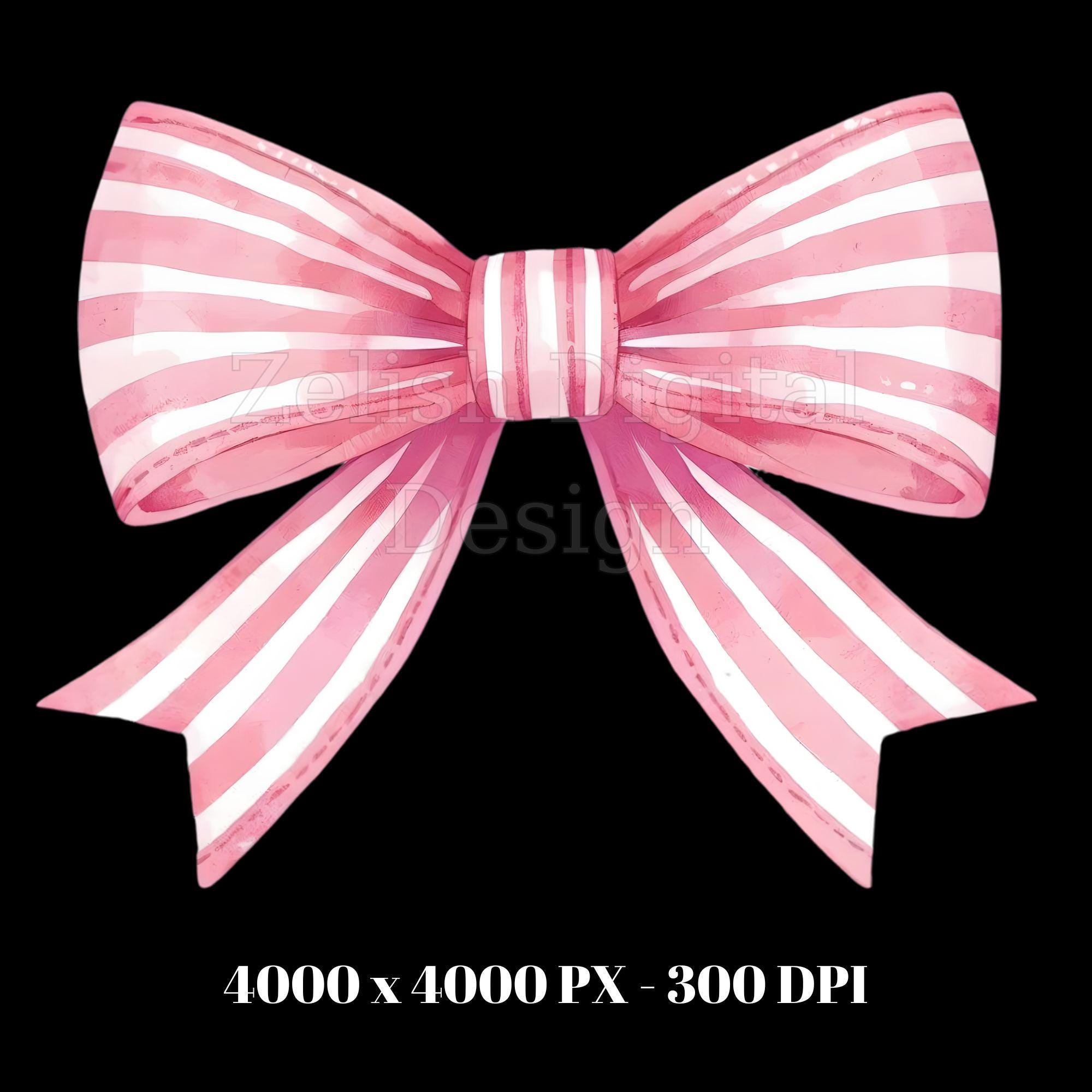 Watercolor Pink Ribbon Bow Clipart Bundle: Coquette PNG Designs ...