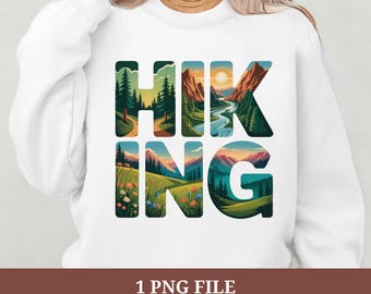 Hiking PNG: Nature Landscape Letters, Outdoors Clipart (Digital Download)