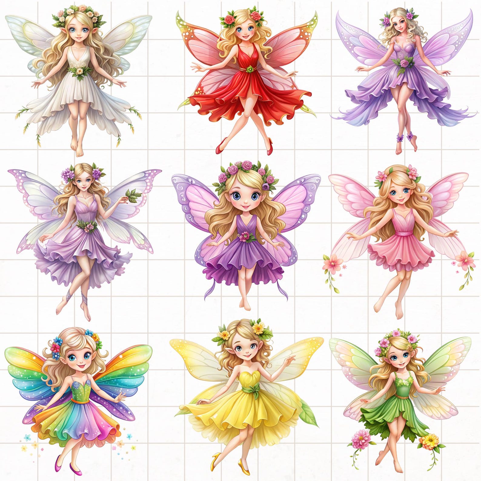 Spring Fairy Clipart Bundle, 20 Transparent Background Png, Spring ...