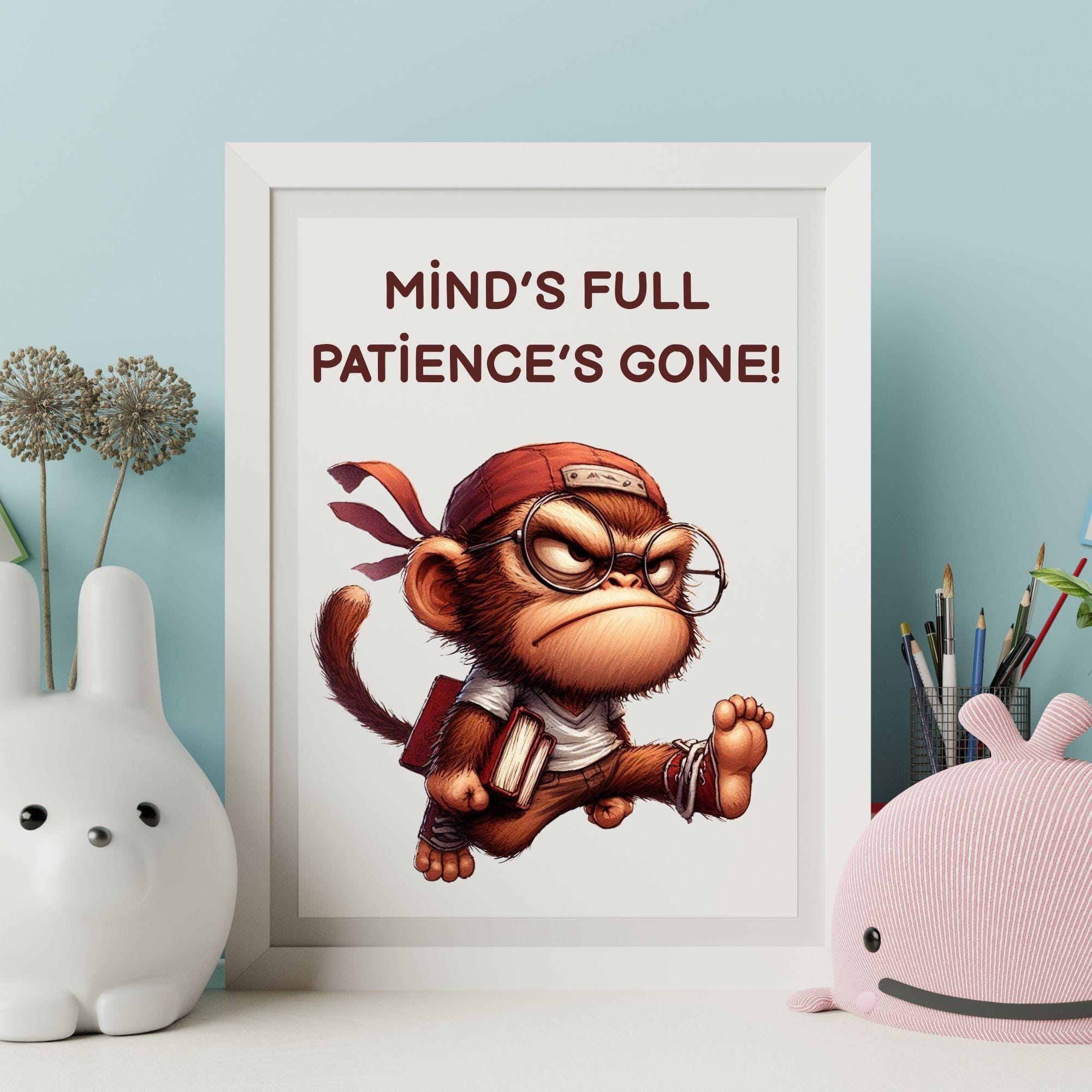 Grumpy Monkey Watercolor PNG: Funny T-shirt Design (digital Download ...