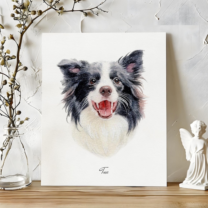 Retrato de mascota en acuarela personalizado, retrato de perro personalizado, retrato dibujado a mano a partir de una foto, regalo personalizado, retrato de mascota pintado a mano, pintura de mascotas imagen 4