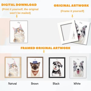 Retratos personalizados en acuarela, utilizando fotos de mascotas, retratos de gatos, retratos digitales personalizados de perros, retratos personalizados de perros, arte conmemorativo personalizado para mascotas. imagen 10