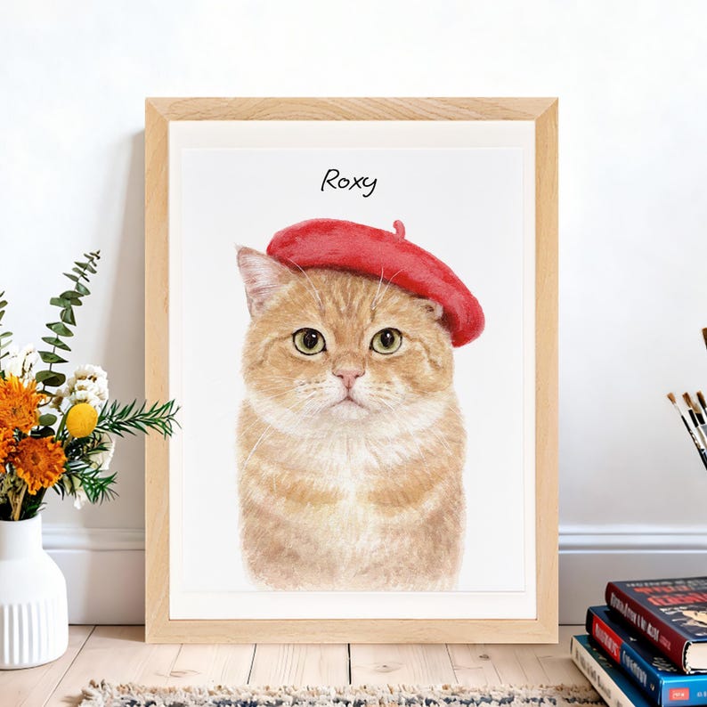 Retratos personalizados en acuarela, utilizando fotos de mascotas, retratos de gatos, retratos digitales personalizados de perros, retratos personalizados de perros, arte conmemorativo personalizado para mascotas. imagen 6