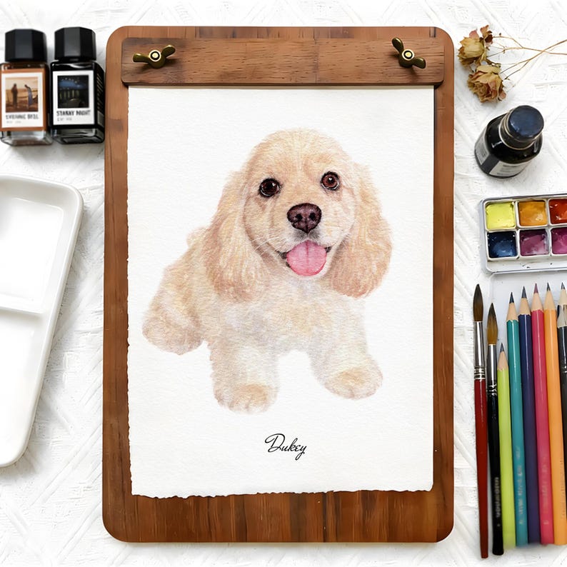 Retrato de mascota en acuarela personalizado, retrato de perro personalizado, retrato dibujado a mano a partir de una foto, regalo personalizado, retrato de mascota pintado a mano, pintura de mascotas imagen 7