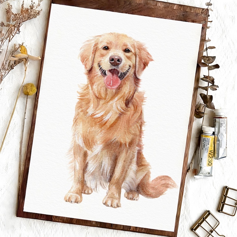 Retrato de mascota en acuarela personalizado, retrato de perro personalizado, retrato dibujado a mano a partir de una foto, regalo personalizado, retrato de mascota pintado a mano, pintura de mascotas imagen 1