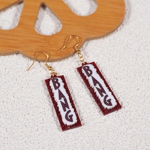 Glitter Acryl Banner Ohrringe | Knall! Denim Ohrringe | Statement-Cowgirl Rodeo Anhänger | Boho Western Festival Schmuck