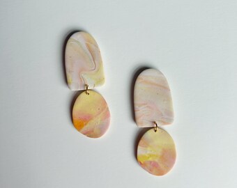 Marion — Watercolor 2 | Marble | Polymer Clay Statement Earrings | Maximalist | Bold Modern Earrings | Cool Colorful Earrings for All