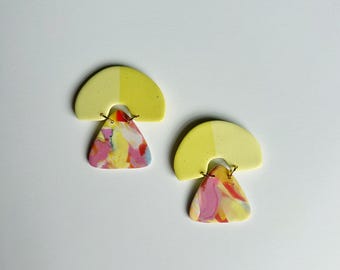 Ideal — Lime Curd Watercolor | Polymer Clay Statement Earrings | Maximalist | Bold Modern Earrings | Cool Colorful Earrings for All