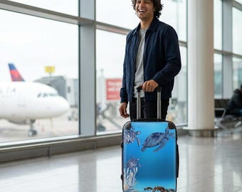 Koffer zeeschildpad oceaanscène | Bagage voor zeedieren