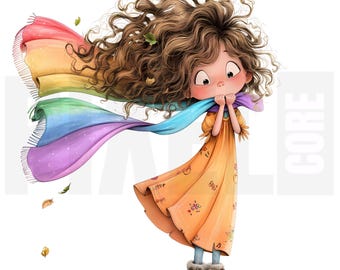 11 Imágenes prediseñadas de chica otoñal peculiar, PNG, ilustración acogedora de otoño, ilustración de cuentos caprichosos, diario basura, álbum de recortes, descarga digital